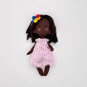 mini doll - white dress dark skin color