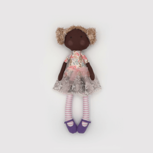 Cuddly doll purple shoes